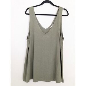 Ava & Viv Womens 2X Olive Green V-Neck Sleeveless Knit Tank Top VN1042782